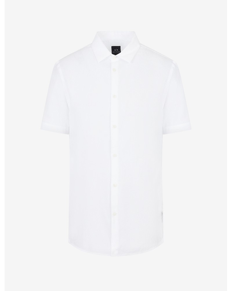 ARMANI AX CAMICIA M/CORTA 50%MODAL,50%COTTON.1100 WHITE
