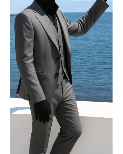 Abito Uomo 3 Pezzi Grigio Elegante e Fresco