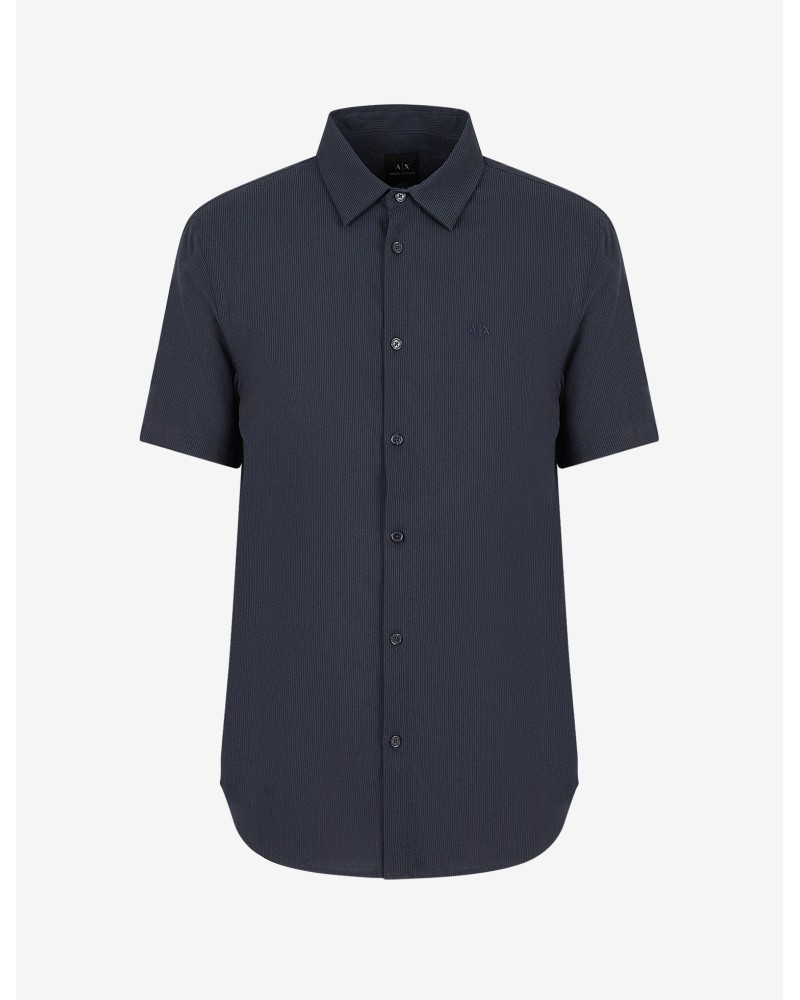 ARMANI AX CAMICIA M/CORTA 50%MODAL,50%COTTON.1510 NAVY