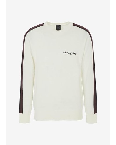 ARMANI AX MAGLIA GIROCOLLO 50% VIRGIN WOOL, 50% ACRYLIC.1116 OFF WHITE