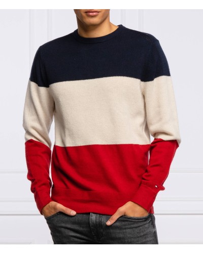 TOMMY HILFIGER MAGLIA COLOR BLOCK.XMP ARIZONA RED
