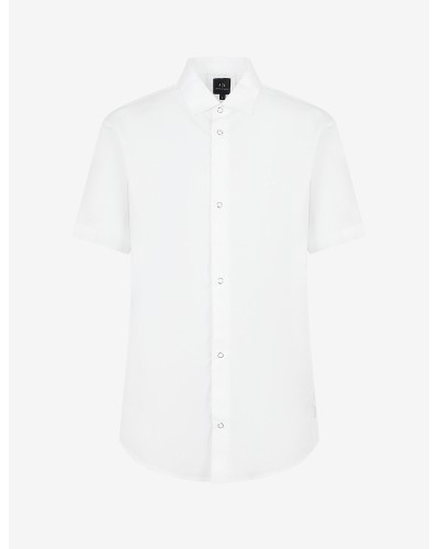 ARMANI AX CAMICIA M/CORTA 97%COTTON,3%ELASTANE.1100 WHITE
