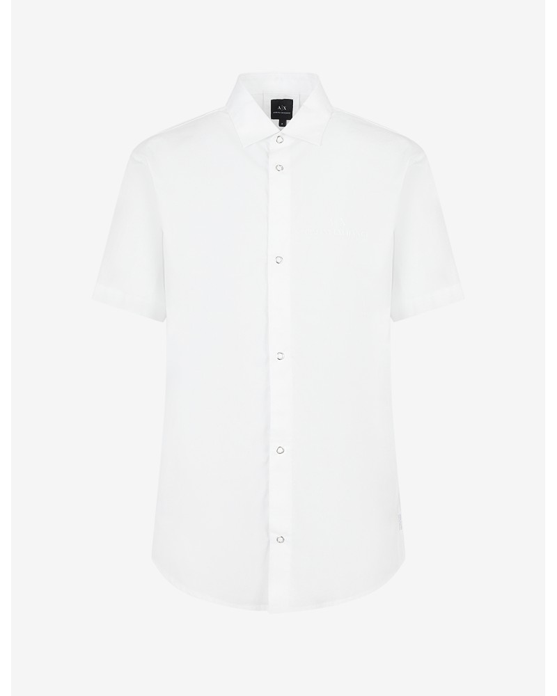 ARMANI AX CAMICIA M/CORTA 97%COTTON,3%ELASTANE.1100 WHITE