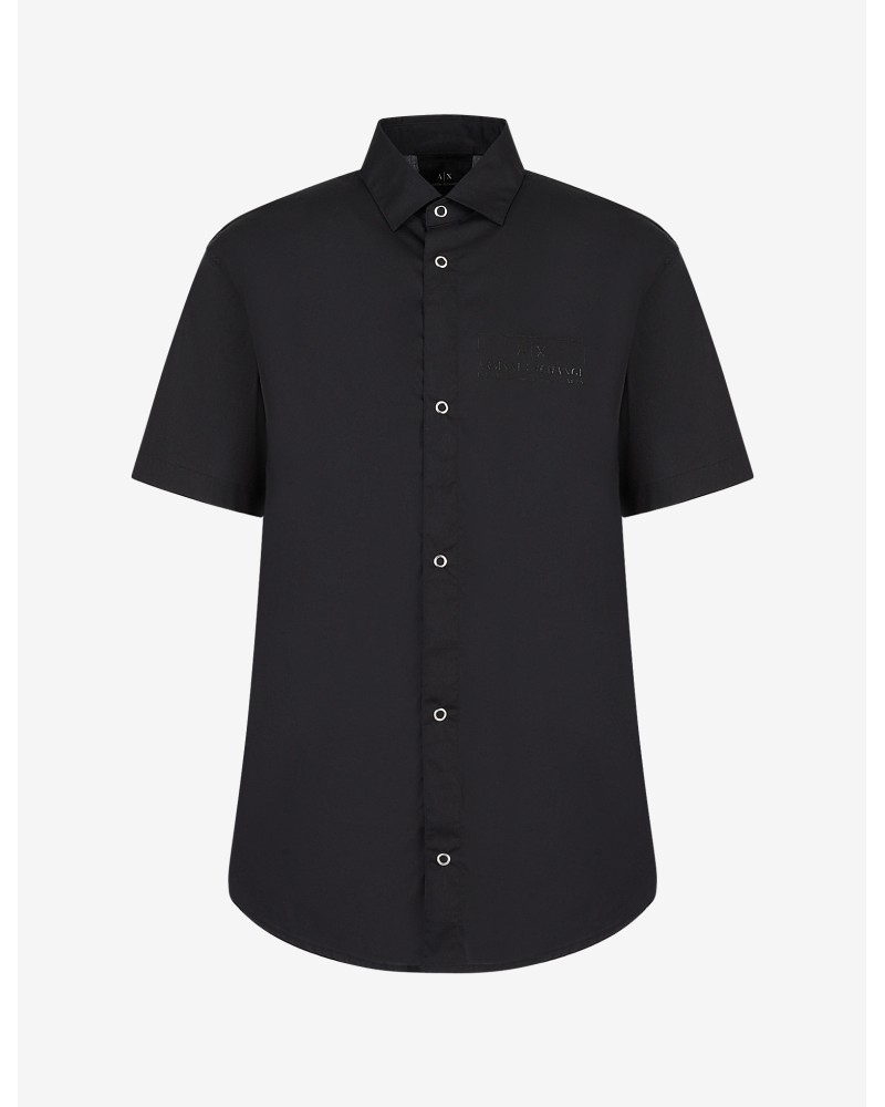 ARMANI AX CAMICIA M/CORTA 97%COTTON,3%ELASTANE.1200 BLACK