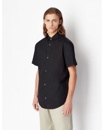 ARMANI AX CAMICIA M/CORTA 97%COTTON,3%ELASTANE.1200 BLACK