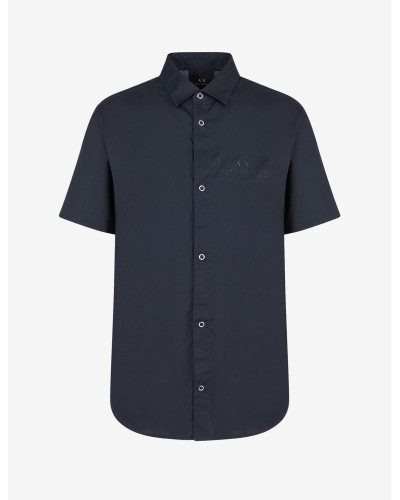 ARMANI AX CAMICIA M/CORTA 97%COTTON,3%ELASTANE.1510 NAVY