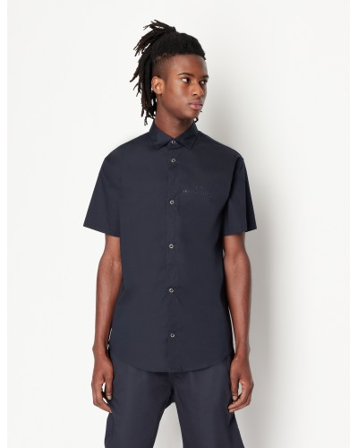 ARMANI AX CAMICIA M/CORTA 97%COTTON,3%ELASTANE.1510 NAVY