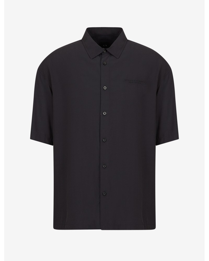 ARMANI AX CAMICIA M/CORTA 30%LYOCELL,70%VISCOSE.1200 BLACK