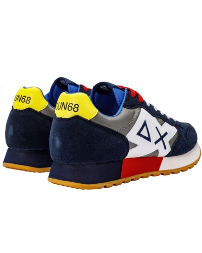 SUN68 SNEAKERS JAKI TRICOLORS.0734 NAVY BLUE/GRIGIO MEDIO