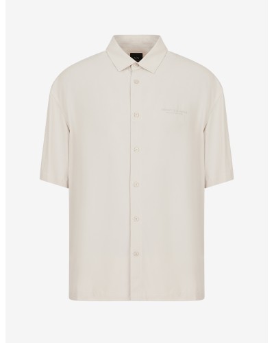 ARMANI AX CAMICIA M/CORTA 30%LYOCELL,70%VISCOSE.1777 WHITE PEPPER