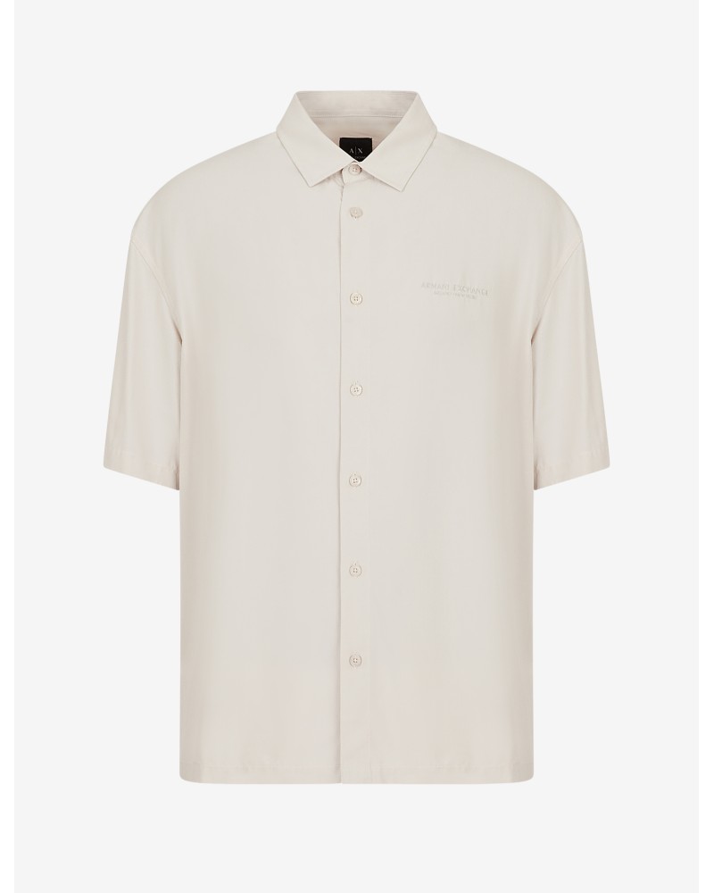 ARMANI AX CAMICIA M/CORTA 30%LYOCELL,70%VISCOSE.1777 WHITE PEPPER