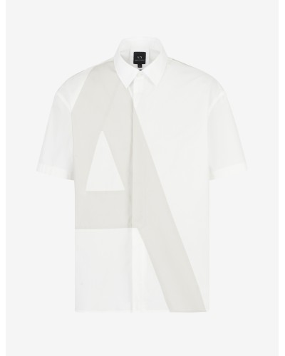 ARMANI AX CAMICIA M/CORTA 100%COTTON.81BA O.WHITE/WHITE PEPPER