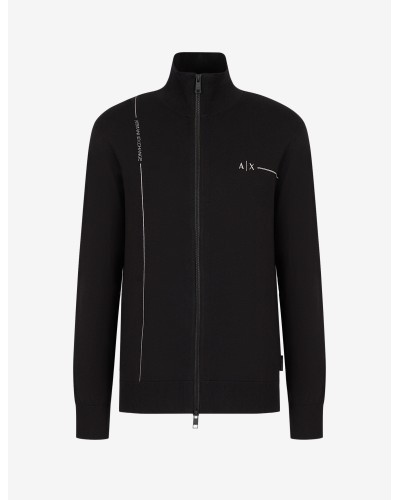ARMANI AX CARDIGAN C/ALTO 99%COTTON,1%VISCOSE.1200 BLACK