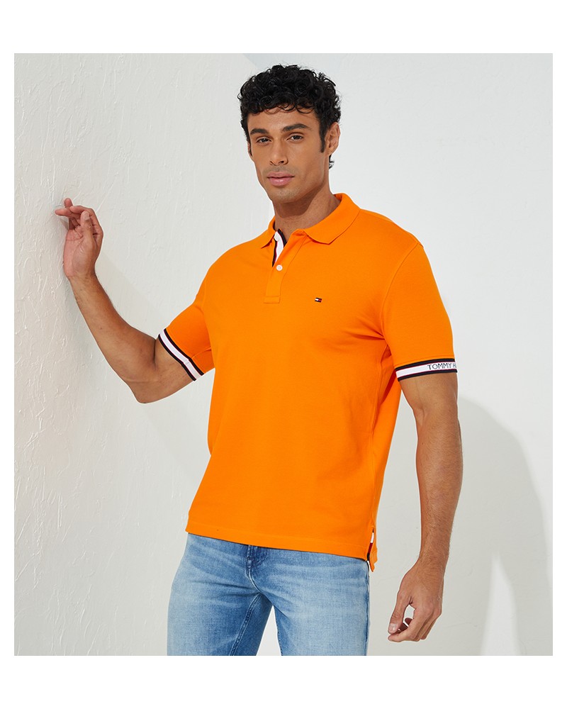TOMMY HILFIGER POLO M/CORTA  CUFF BRANDING REGULAR.SGH HAWAIIAN ORANGE