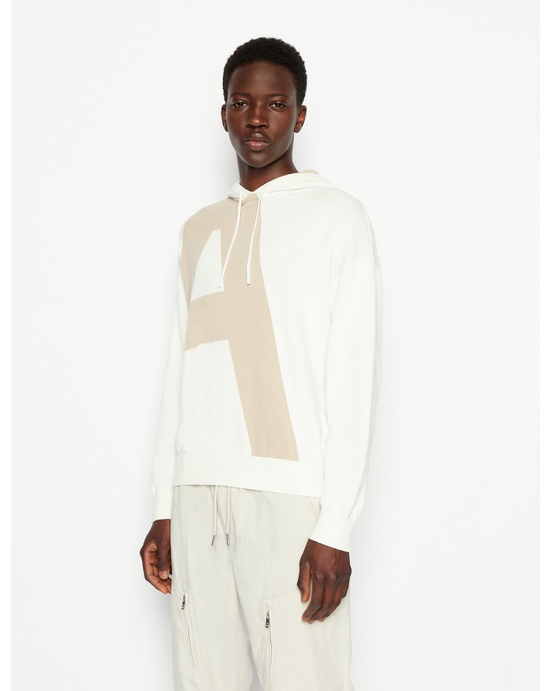 ARMANI AX MAGLIONCINO C/CAPP 100%COTTON.81BA O.WHITE/WHITE PEPPER