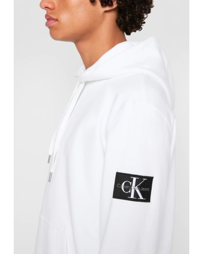 CKJeans FELPA  C/CAPP MONOLOGO SLEEVE BADG.YAF BRIGHT WHITE YAF BRIGHT WHITE 