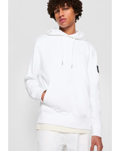 CKJeans FELPA  C/CAPP MONOLOGO SLEEVE BADG.YAF BRIGHT WHITE YAF BRIGHT WHITE 