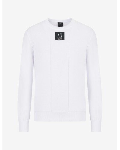 ARMANI AX MAGLIONCINO GIROCOLLO 40%POLYESTER,60%COTTON.1100 WHITE