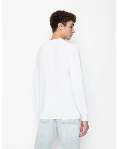 ARMANI AX MAGLIONCINO GIROCOLLO 40%POLYESTER,60%COTTON.1100 WHITE