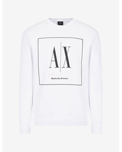 ARMANI AX FELPA PARICOLLO 100%COTTON.1100 WHITE
