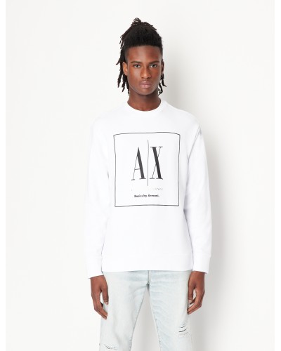 ARMANI AX FELPA PARICOLLO 100%COTTON.1100 WHITE
