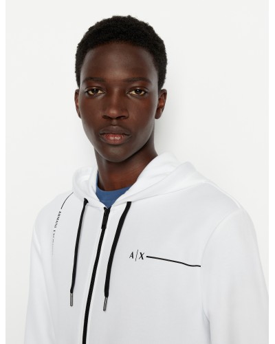 ARMANI AX FELPA C/CAPP 41%POLYESTER,59%COTTON.1100 WHITE