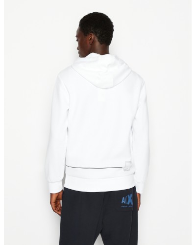 ARMANI AX FELPA C/CAPP 41%POLYESTER,59%COTTON.1100 WHITE