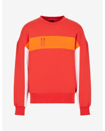 ARMANI AX FELPA PARICOLLO 100%COTTON.04AB MOLTEN L./FLAME/WHIT