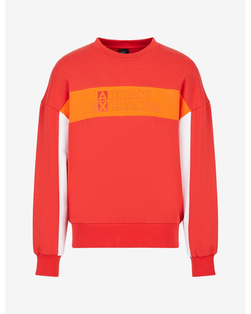 ARMANI AX FELPA PARICOLLO 100%COTTON.04AB MOLTEN L./FLAME/WHIT
