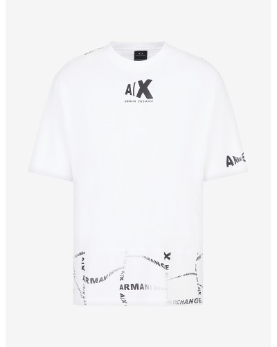 ARMANI AX T-SHIRT M/CORTA 100%COTTON.21BX W.DISTO.LOGO/WHITE