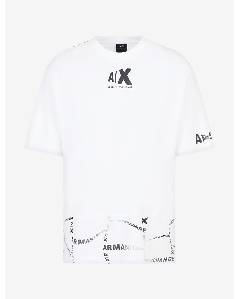ARMANI AX T-SHIRT M/CORTA 100%COTTON.21BX W.DISTO.LOGO/WHITE