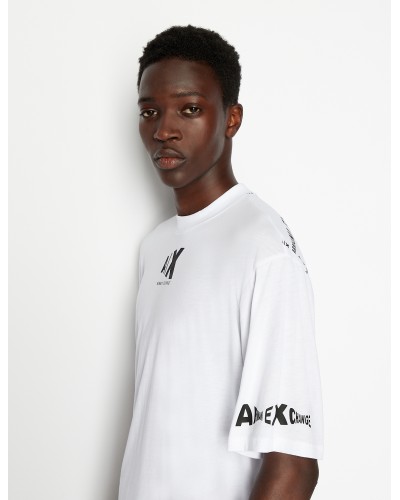 ARMANI AX T-SHIRT M/CORTA 100%COTTON.21BX W.DISTO.LOGO/WHITE