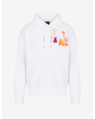 ARMANI AX FELPA C/CAPP 40%POLYESTER,60%COTTON.1100 WHITE