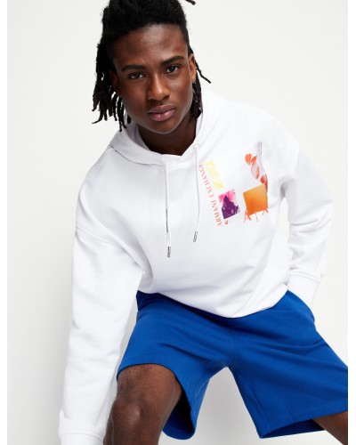ARMANI AX FELPA C/CAPP 40%POLYESTER,60%COTTON.1100 WHITE