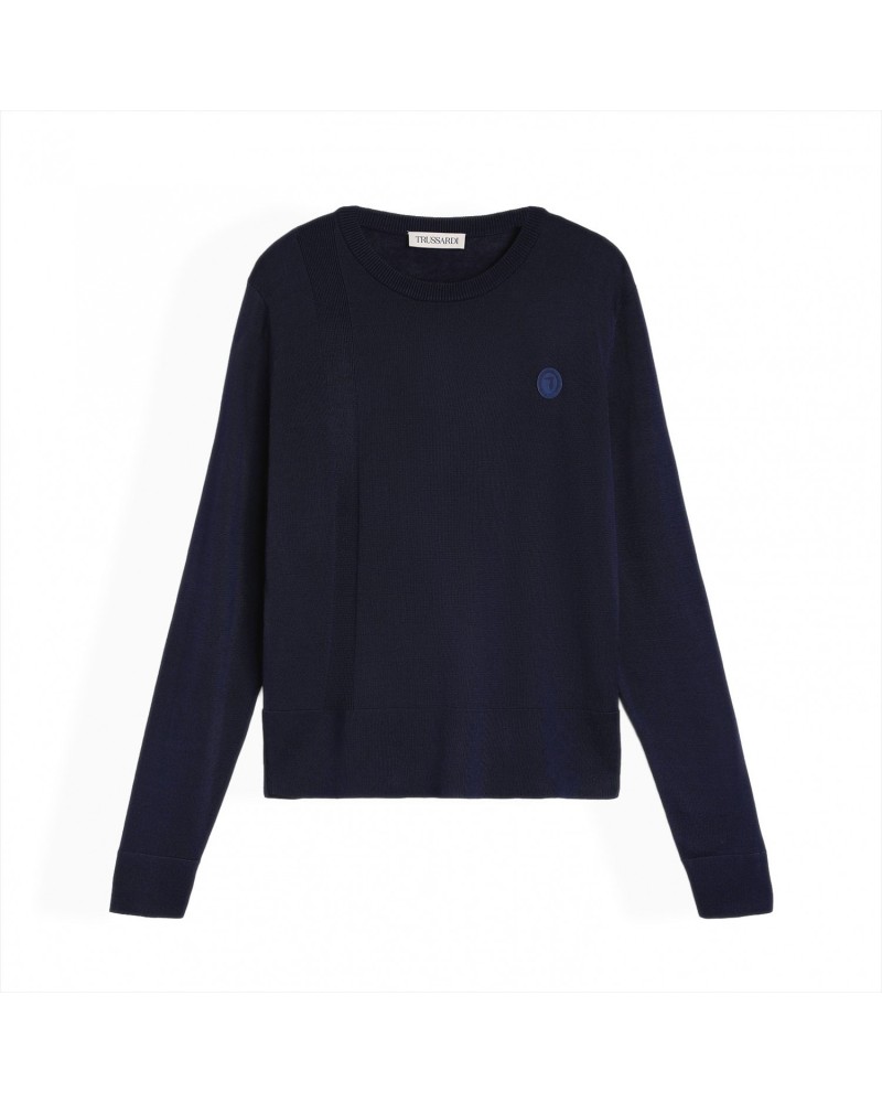 TRUSSARDI SWEATER ROUNDNECK VANISE' VISCOSE BLEND REGULAR FIT.U290 NAVY BLUE