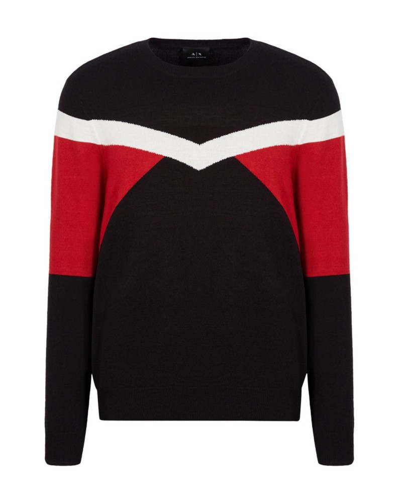 ARMANI AX MAGLIA UOMO.5281 BLACK SCARLET