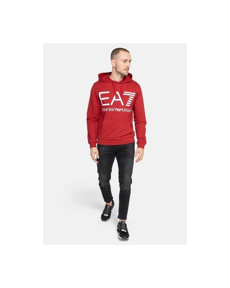 ARMANI EA7 FELPA SWEATSHIRT 100% COTTON.1459 RED DAHLIA