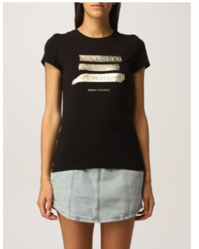 ARMANI AX T-SHIRT T-SHIRT 92% COTTON, 8% ELASTANE.1200 BLACK