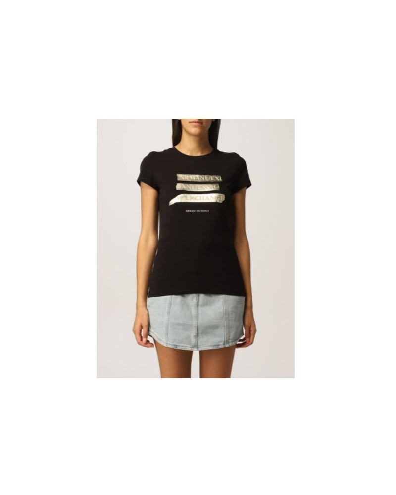 ARMANI AX T-SHIRT T-SHIRT 92% COTTON, 8% ELASTANE.1200 BLACK
