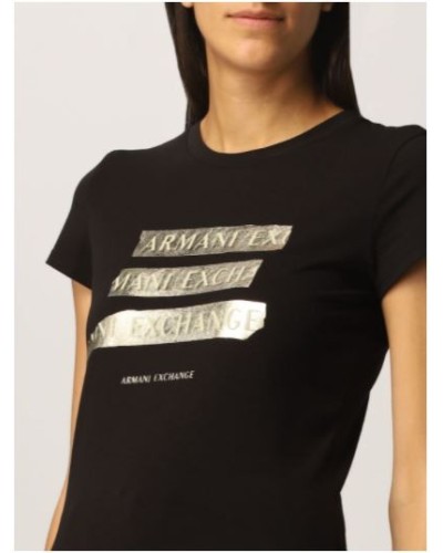 ARMANI AX T-SHIRT T-SHIRT 92% COTTON, 8% ELASTANE.1200 BLACK