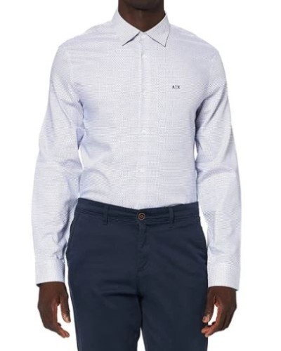 ARMANI AX CAMICIA SHIRT 100% COTTON.4517 BLUE MIXED SQUARES
