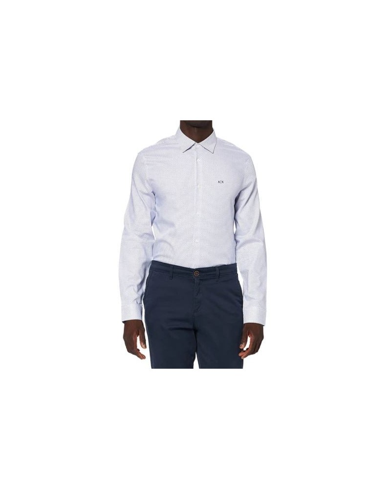 ARMANI AX CAMICIA SHIRT 100% COTTON.4517 BLUE MIXED SQUARES