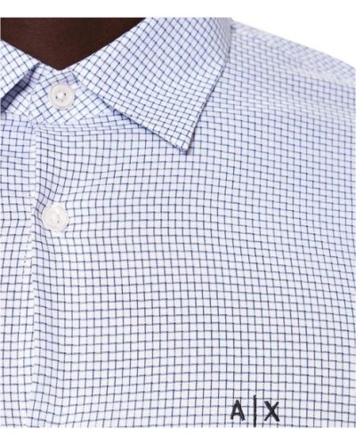 ARMANI AX CAMICIA SHIRT 100% COTTON.4517 BLUE MIXED SQUARES