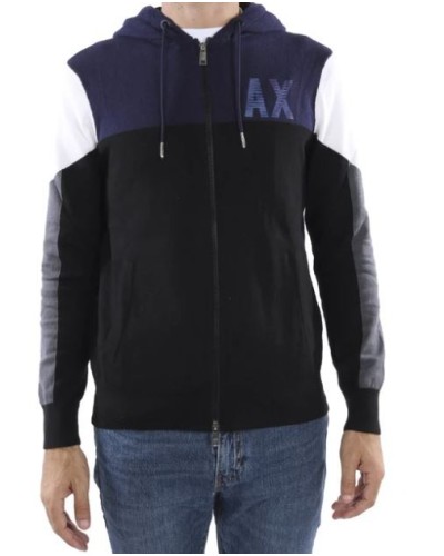 ARMANI AX MAGLIERIA CARDIGAN 60% COTTON, 31% POLYAMIDE, 9% WOOL.2207 BLACK/EVENING B/IRON
