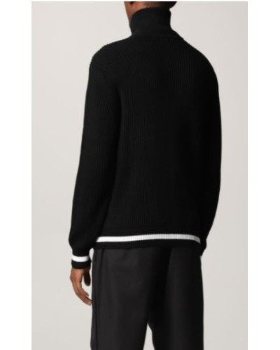ARMANI AX MAGLIERIA CARDIGAN 35% COTTON, 33% VIRGIN WOOL, 32% ACRYLIC.1200 BLACK