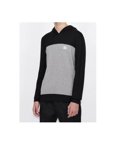 ARMANI AX MAGLIERIA PULLOVER 36% POLYAMIDE, 32% VISCOSE, 31% COTTON, 1% ELASTANE.9215 BLACK/BC07 GRE 9215 BLACK/BC07 GREY MELA