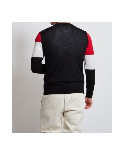 ARMANI AX MAGLIERIA PULLOVER 100% VIRGIN WOOL.9218 BLACK/JESTER RED/WHI