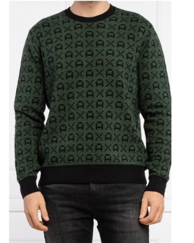 ARMANI AX MAGLIERIA PULLOVER 40% VISCOSE, 40% POLYAMIDE, 20% COTTON.8250 BLACK/DEEP FOREST