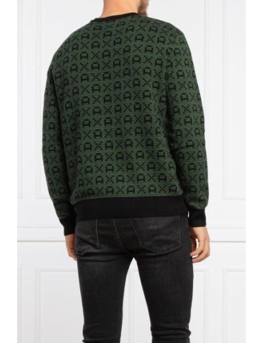 ARMANI AX MAGLIERIA PULLOVER 40% VISCOSE, 40% POLYAMIDE, 20% COTTON.8250 BLACK/DEEP FOREST