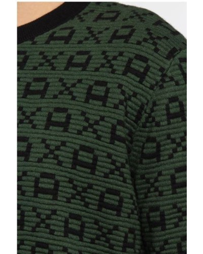 ARMANI AX MAGLIERIA PULLOVER 40% VISCOSE, 40% POLYAMIDE, 20% COTTON.8250 BLACK/DEEP FOREST